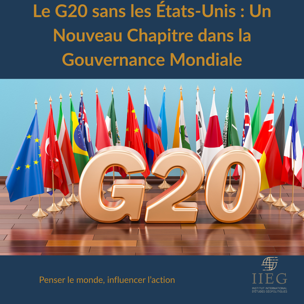 “Sommet international du G20 sans présence américaine, symbolisant le boycott des États-Unis et la reconfiguration de la gouvernance mondiale.”